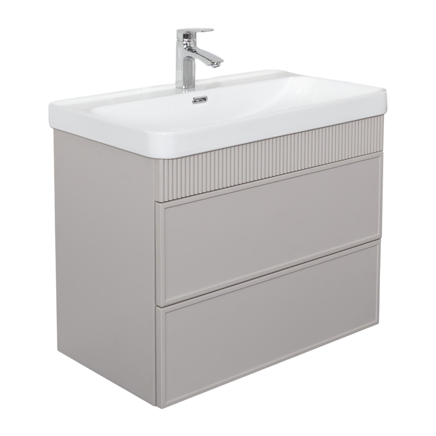 Тумба-умывальник "Мадрид-80М2(Н)" серый шёлк (ножки доп. опция) c раковиной COMFORTY CF19595BX-80