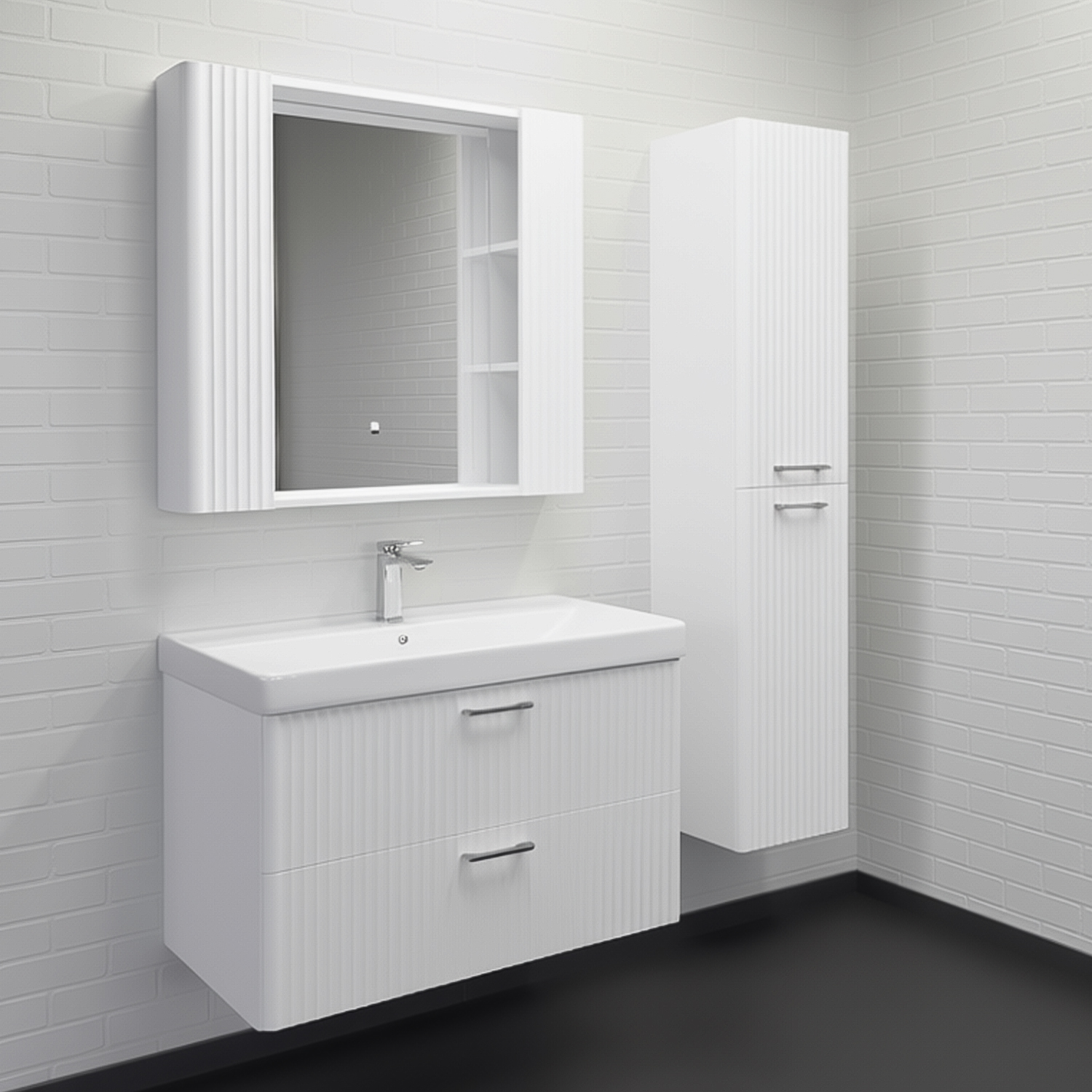 Зеркало-шкаф Comforty Ангара-90 белое, со светодиодной подсветкой и антизапотеванием