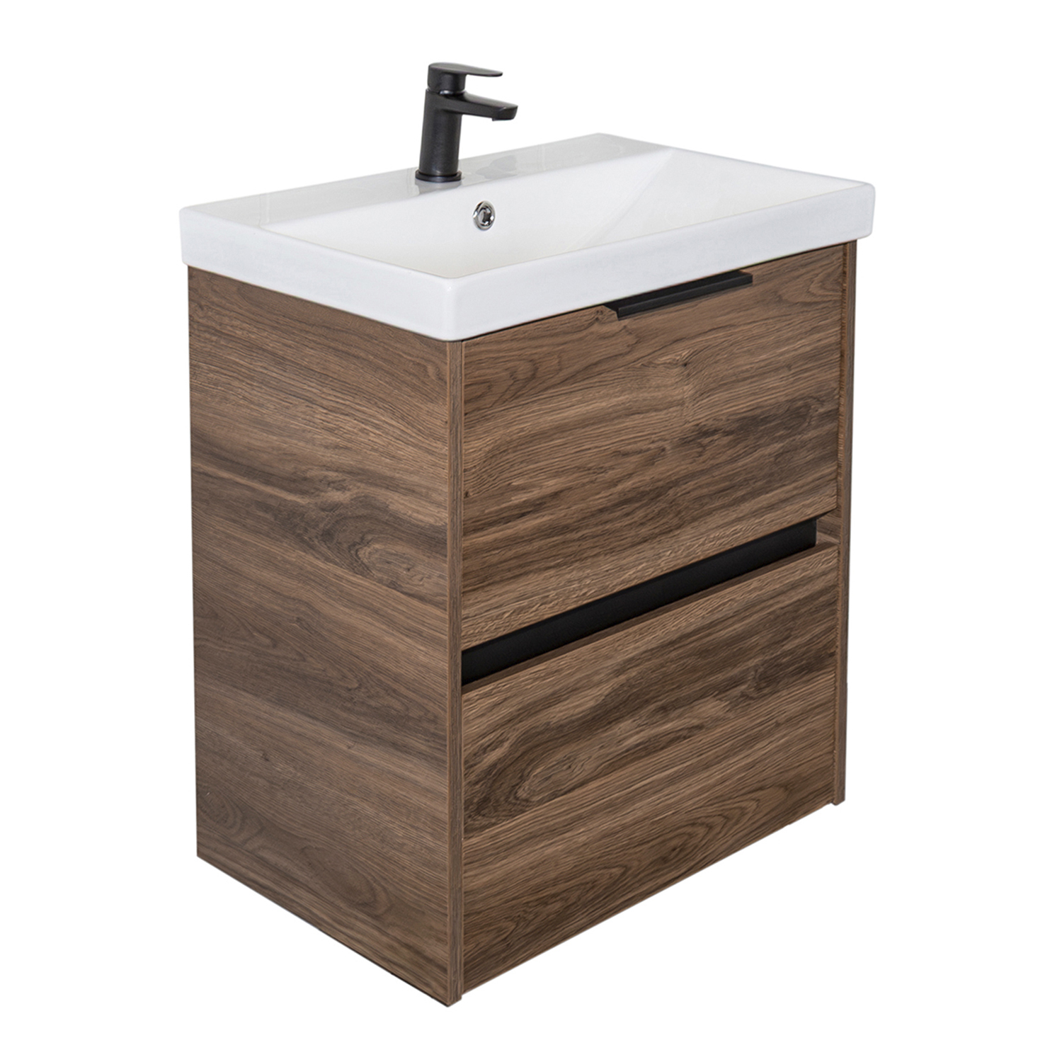 Тумба-умывальник Comforty Селенга-50 цвет дуб тёмно-коричневый с раковиной CF19696BX-50
