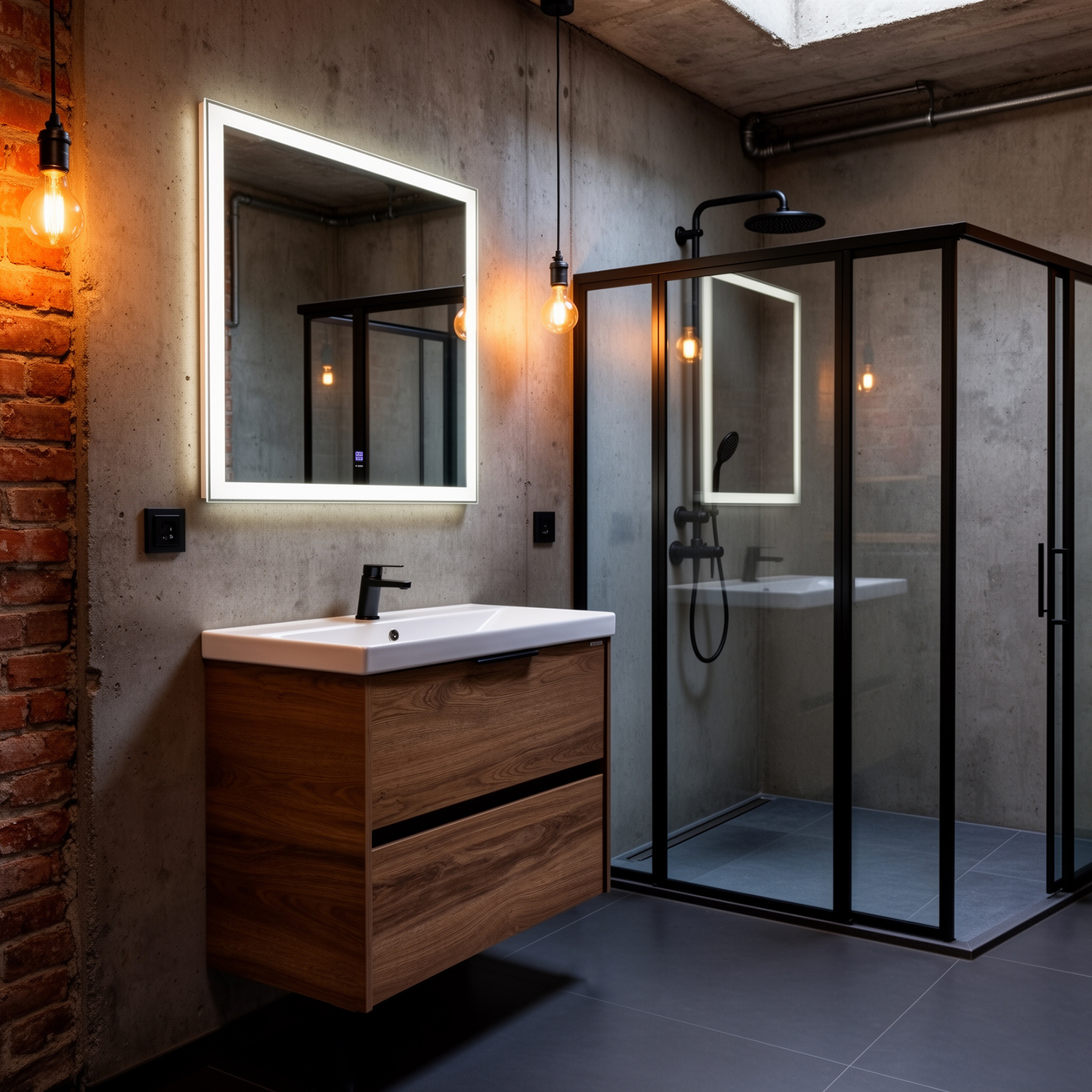 Тумба-умывальник Comforty Селенга-80 дуб тёмно-коричневый с раковиной CF19696BX-80