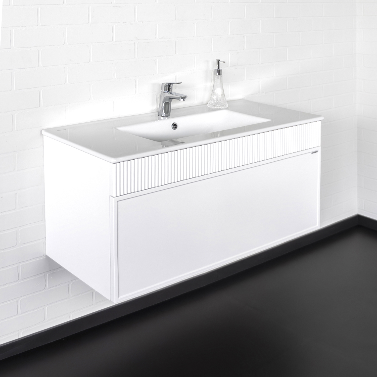 Тумба-умывальник Comforty Мадрид 100 белый матовый с раковиной Comforty 100E