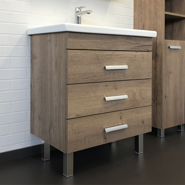 Тумба-умывальник Comforty Никосия 70Н дуб темный с раковиной Como 70