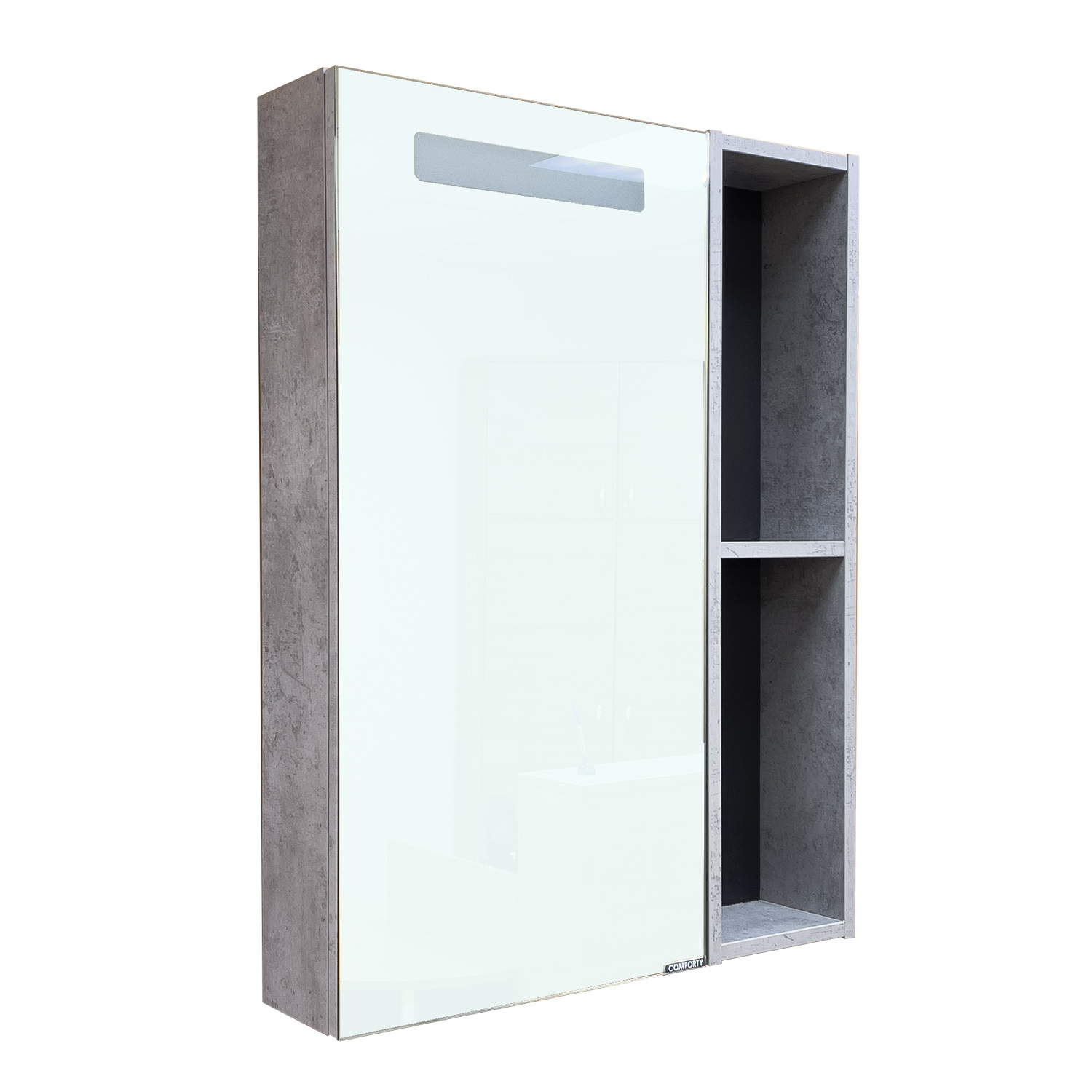 Зеркало-шкаф Comforty Франкфурт-60 бетон светлый, со светодиодной подсветкой