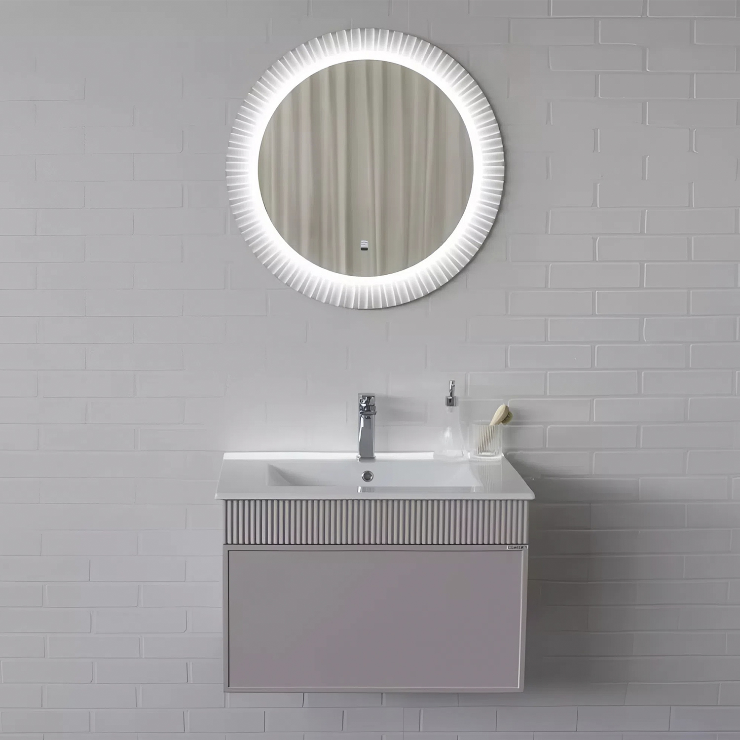 Тумба-умывальник для ванной Comforty Мадрид-70 серый шёлк с раковиной Comforty 70E