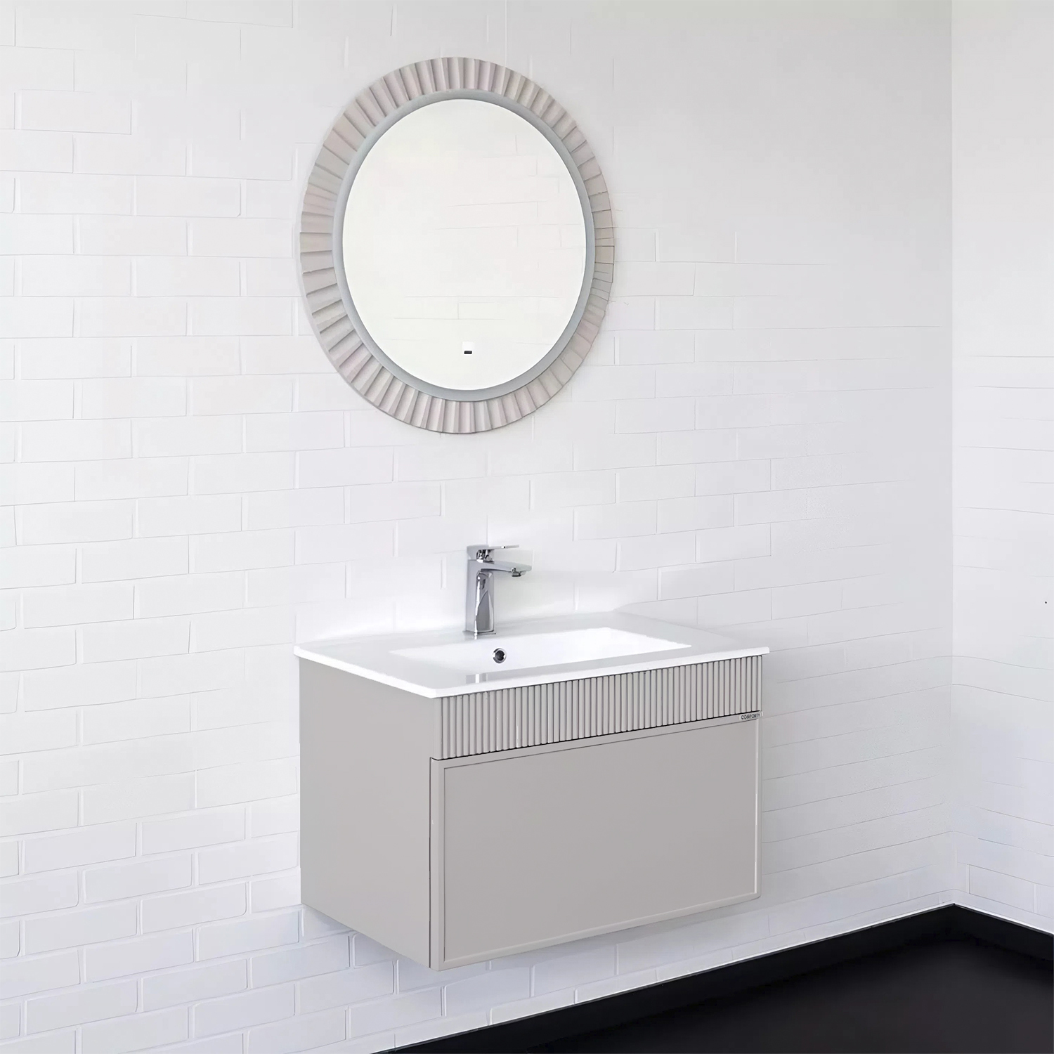 Тумба-умывальник для ванной Comforty Мадрид-70 серый шёлк с раковиной Comforty 70E