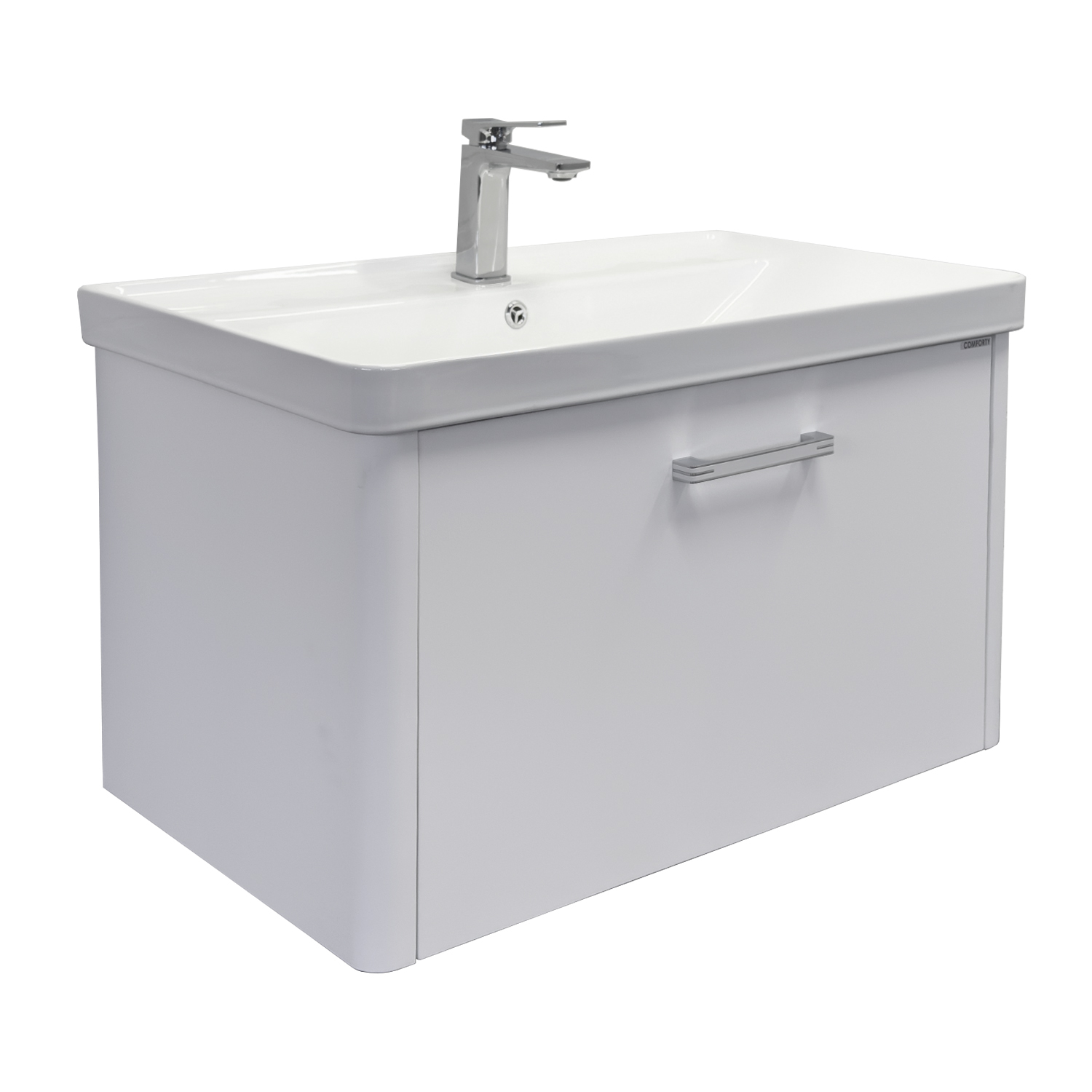 Подвесная тумба-умывальник Comforty Катунь 80П белая матовая с раковиной 4480