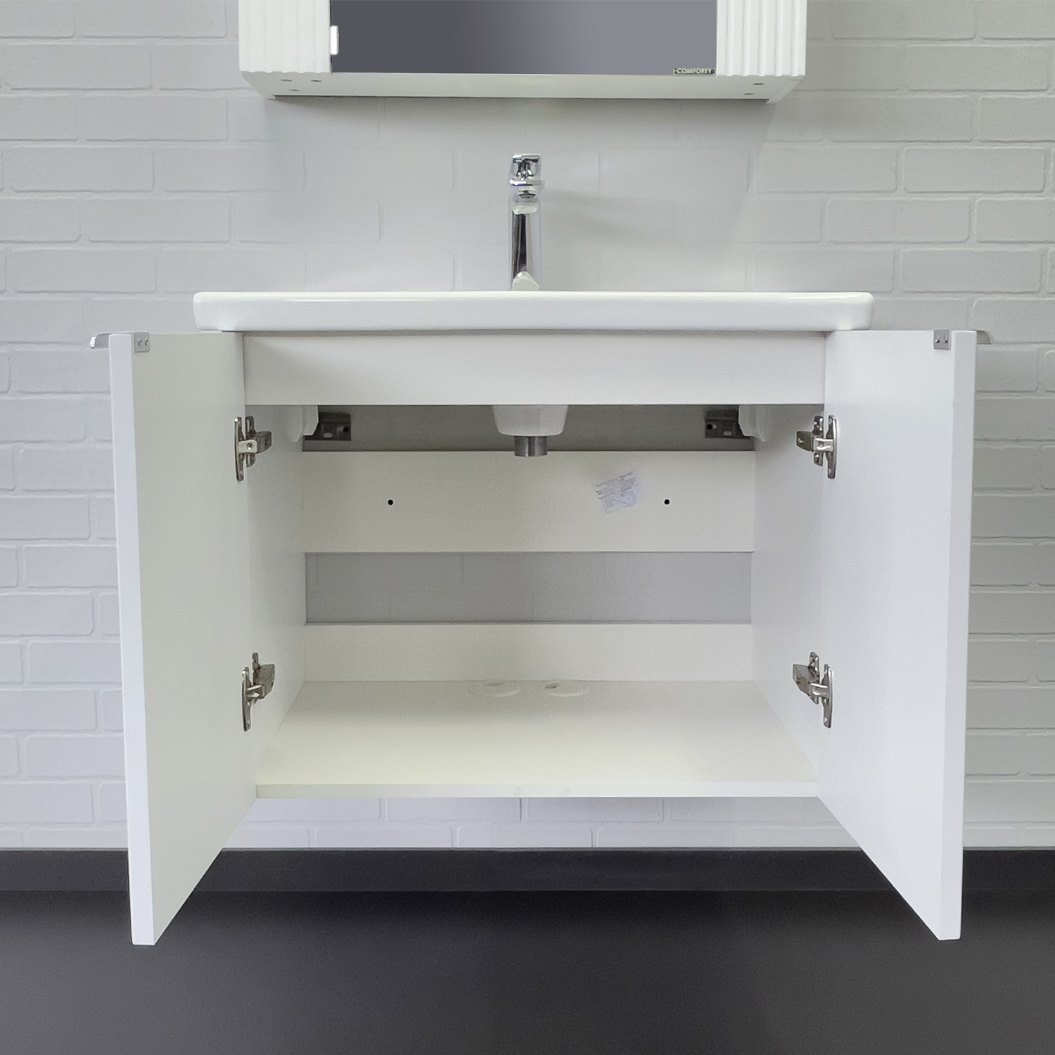 Тумба-умывальник Comforty Лима-70П белый матовый с раковиной Комо 70