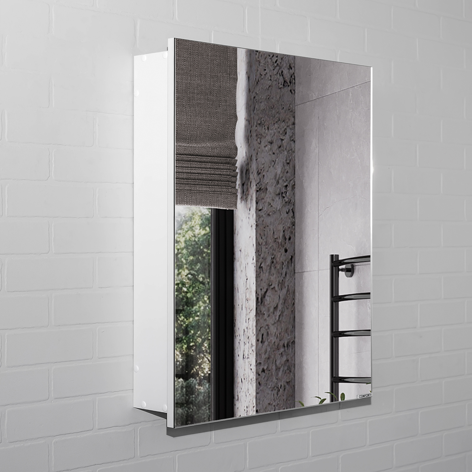 Универсальное зеркало-шкаф Comforty Диана-60 цвет белый