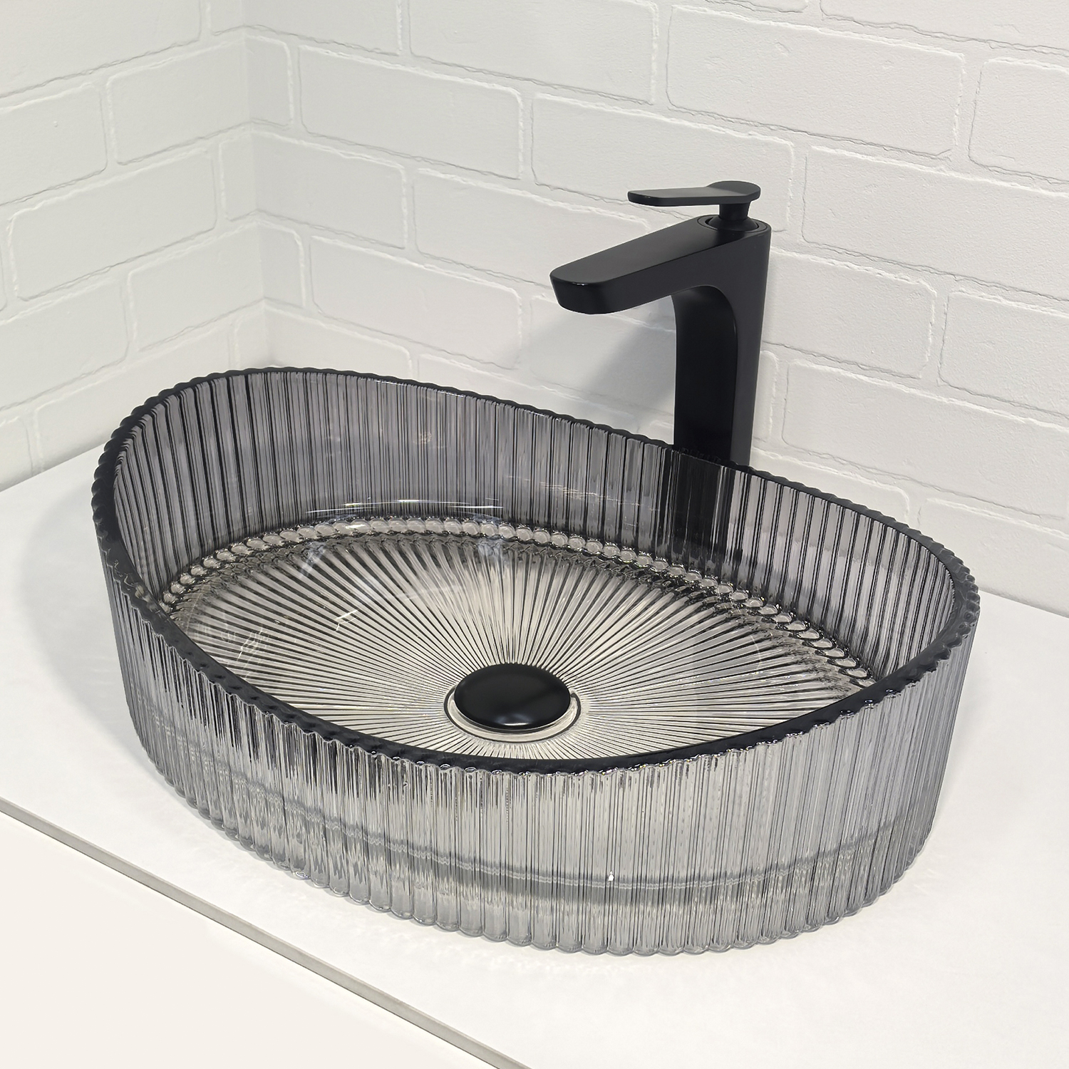 Раковина COMFORTY CF22404 стеклянная серый дым