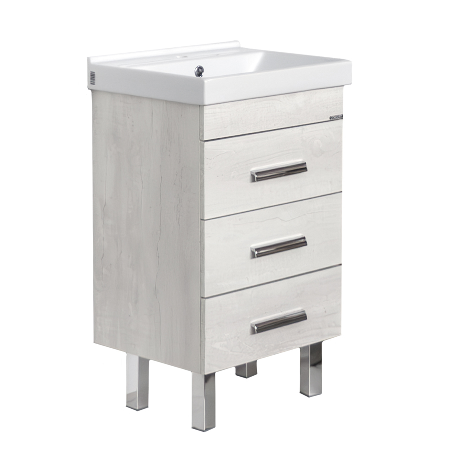 Тумба-умывальник Comforty Никосия-50Н дуб белый с раковиной Фест 50