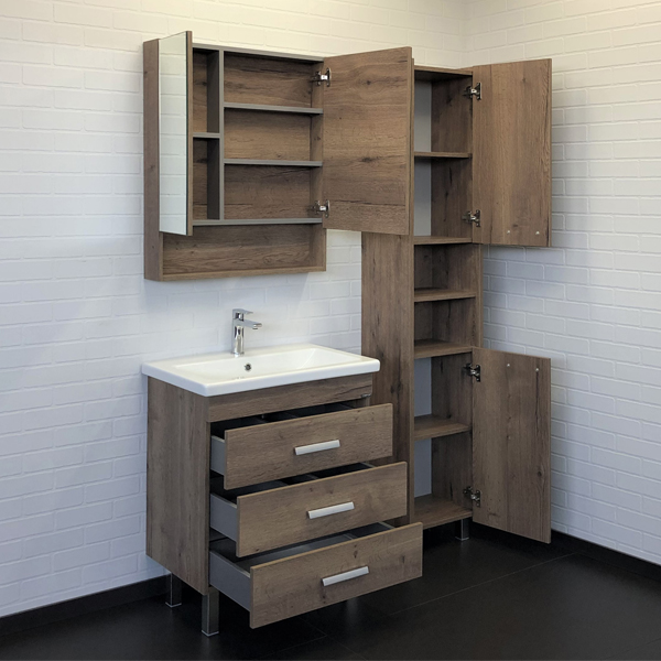 Тумба-умывальник Comforty Никосия 70Н дуб темный с раковиной Como 70