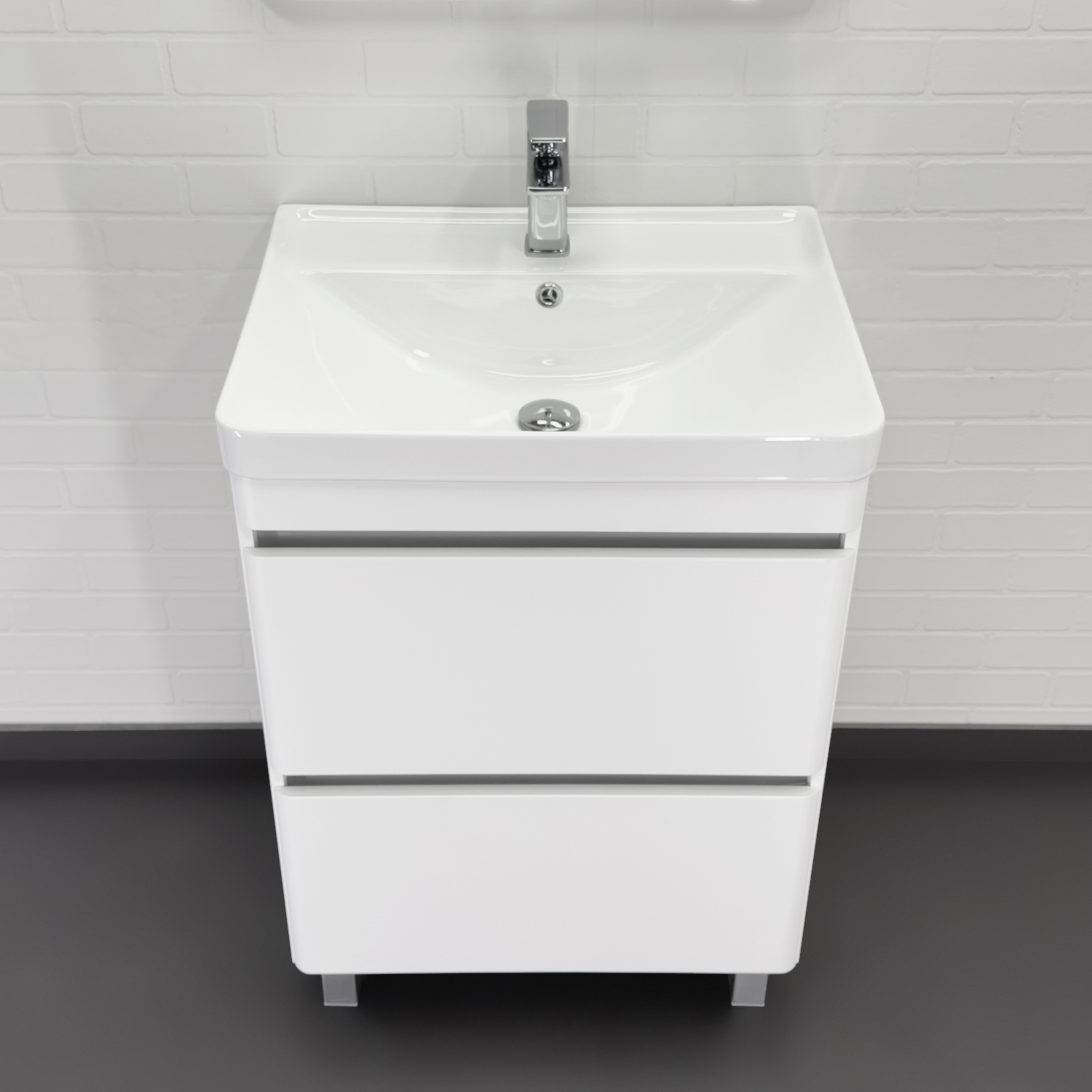 Напольная тумба-умывальник Comforty Валдай-60Н белый матовый с раковиной 4460