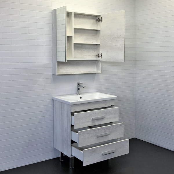 Зеркало-шкаф Comforty Никосия-70 дуб белый