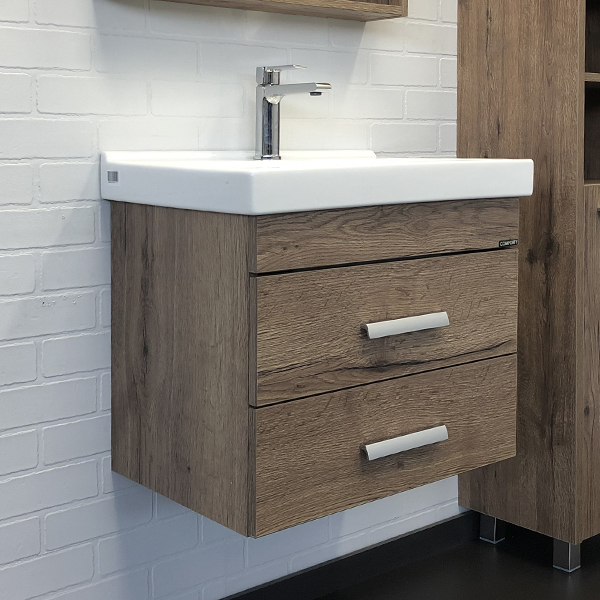 Тумба-умывальник Comforty Никосия 60П дуб темный с раковиной Фест 60