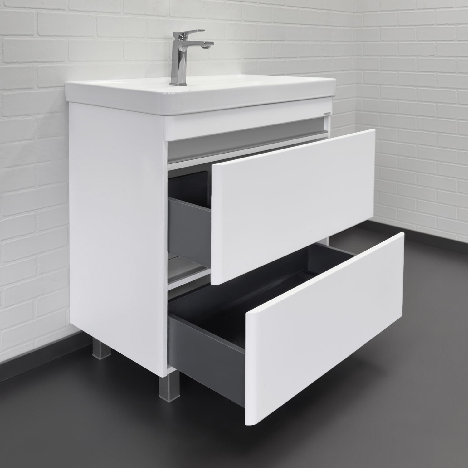 Тумба-умывальник напольная Comforty Валдай-80Н белая матовая с раковиной Comforty 4480