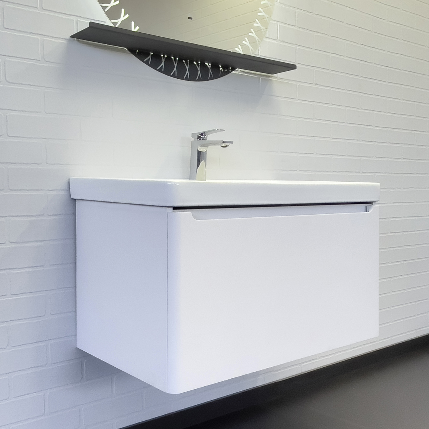 Подвесная тумба-умывальник Comforty Арзамас-80-1 белая матовая с раковиной 4480