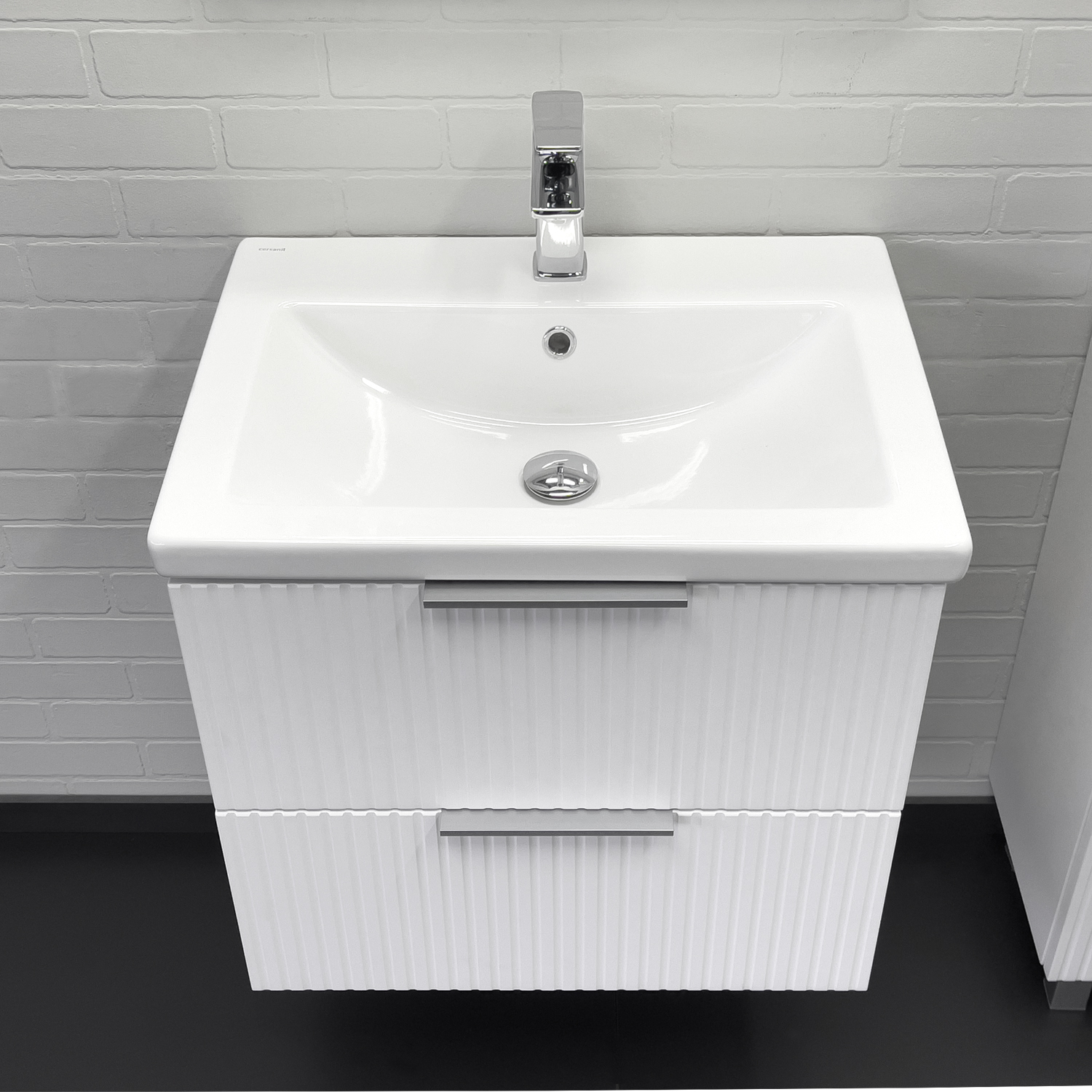 Тумба-умывальник Comforty Лима-60П2 белый матовый с раковиной Комо 60