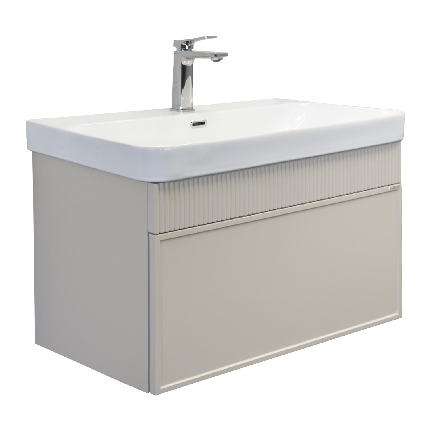 Тумба-умывальник для ванной Comforty Мадрид-80М серый шёлк с раковиной Comforty CF19595BX-80