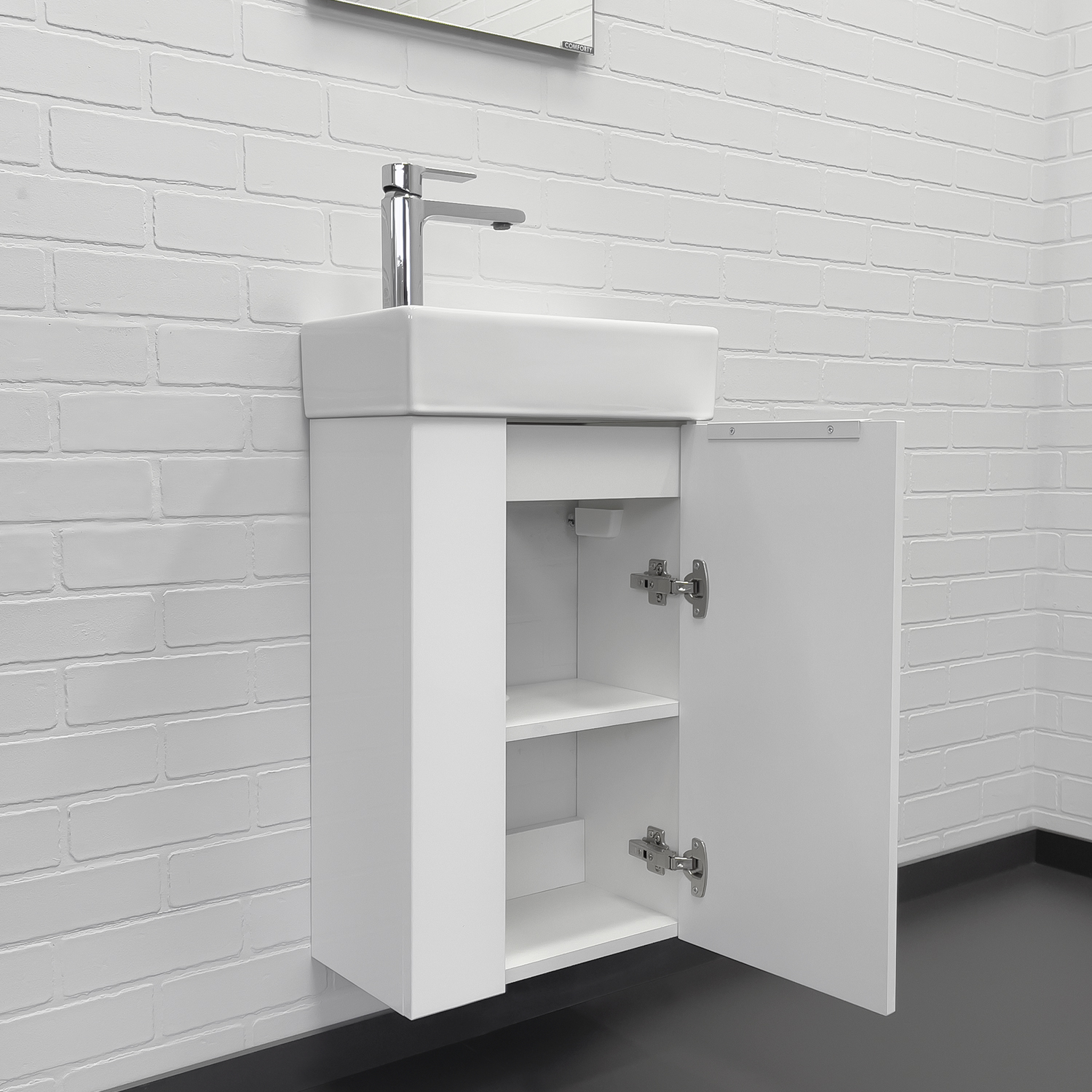 Тумба-умывальник Comforty Асти-40 белый глянец с раковиной Comforty 9140