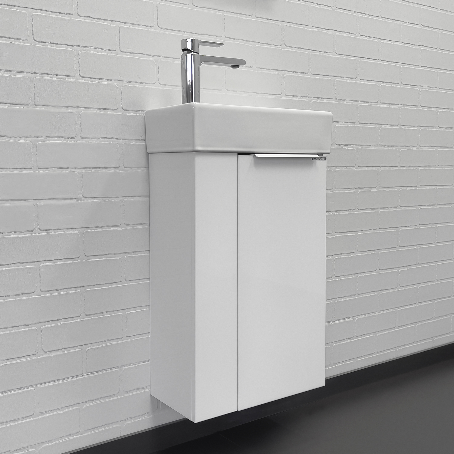 Тумба-умывальник Comforty Асти-40 белый глянец с раковиной Comforty 9140