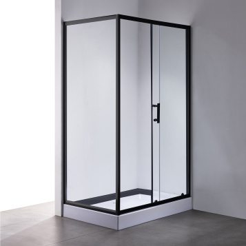 Душевое ограждение Comforty 33B прозрачное стекло, черный профиль, с поддоном, 1200*800*1950