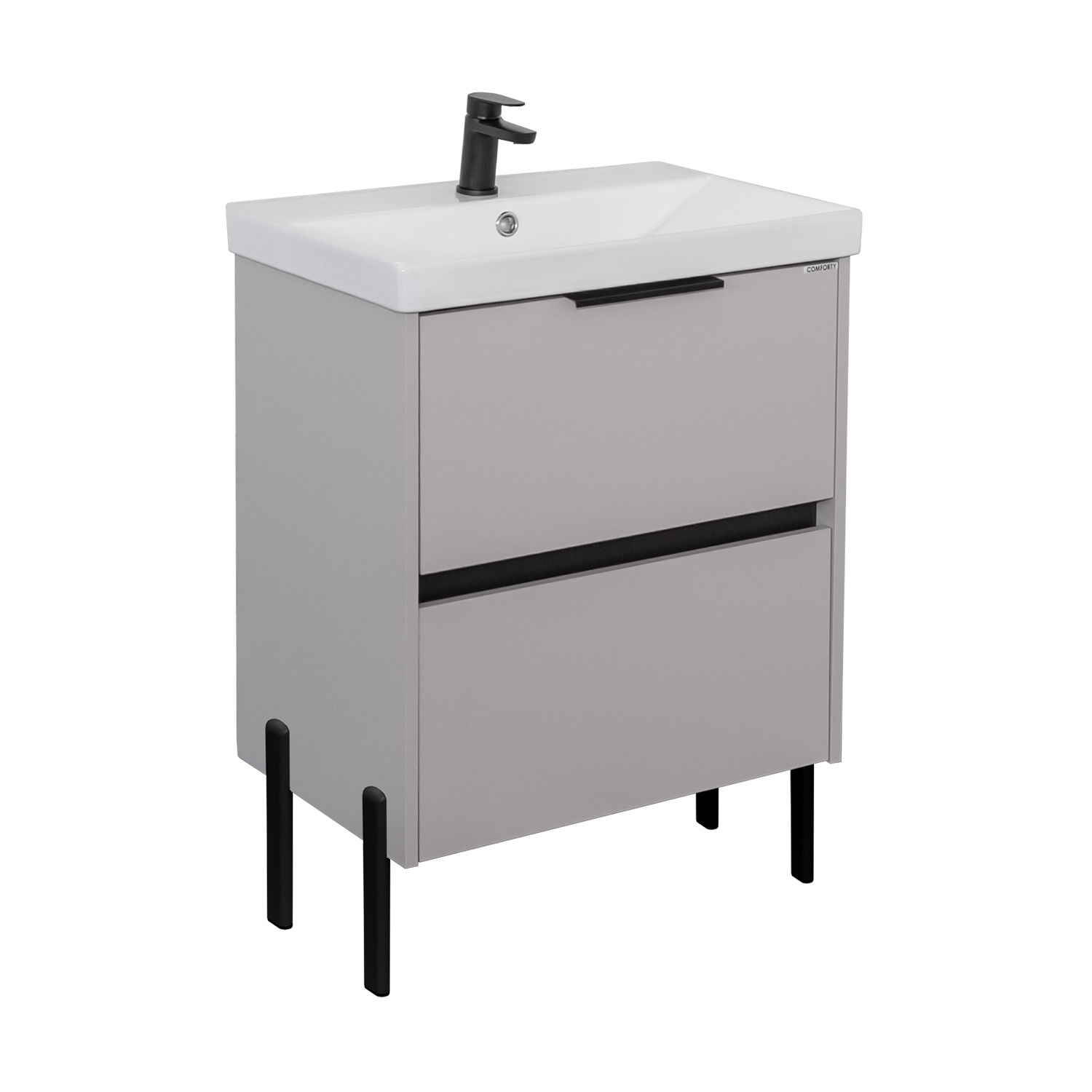 Подвесная тумба-умывальник Comforty Селенга-60 серый шелк с раковиной CF19696BX-60