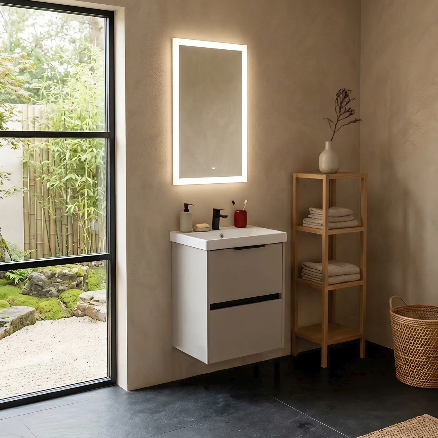 Тумба-умывальник Comforty Селенга-50 цвет cерый шелк с раковиной CF19696BX-50