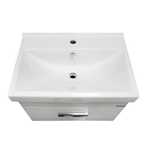 Тумба-умывальник Comforty Никосия-60Н дуб белый с раковиной Фест 60