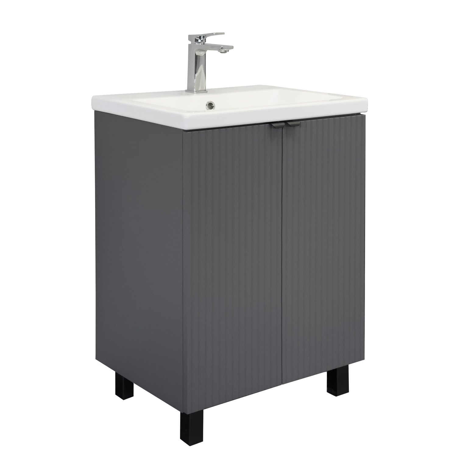 Тумба-умывальник Comforty Лима-60Н антрацит с раковиной Комо 60