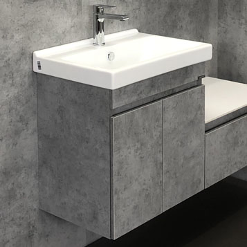 Comforty. Тумба-умывальник Осло-60 бетон светлый с раковиной Фест 60