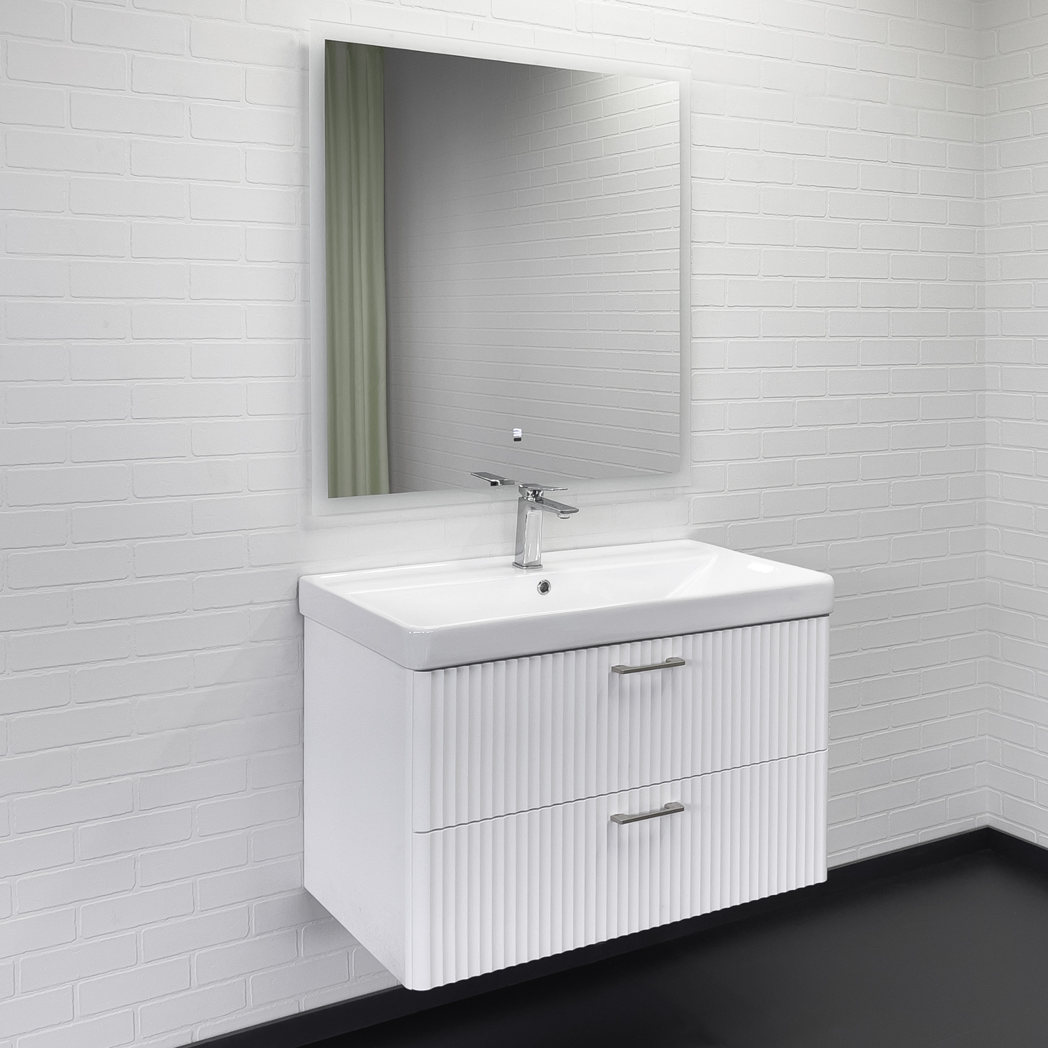 Тумба-умывальник Ангара-90П белый матовый c раковиной Comforty 4490