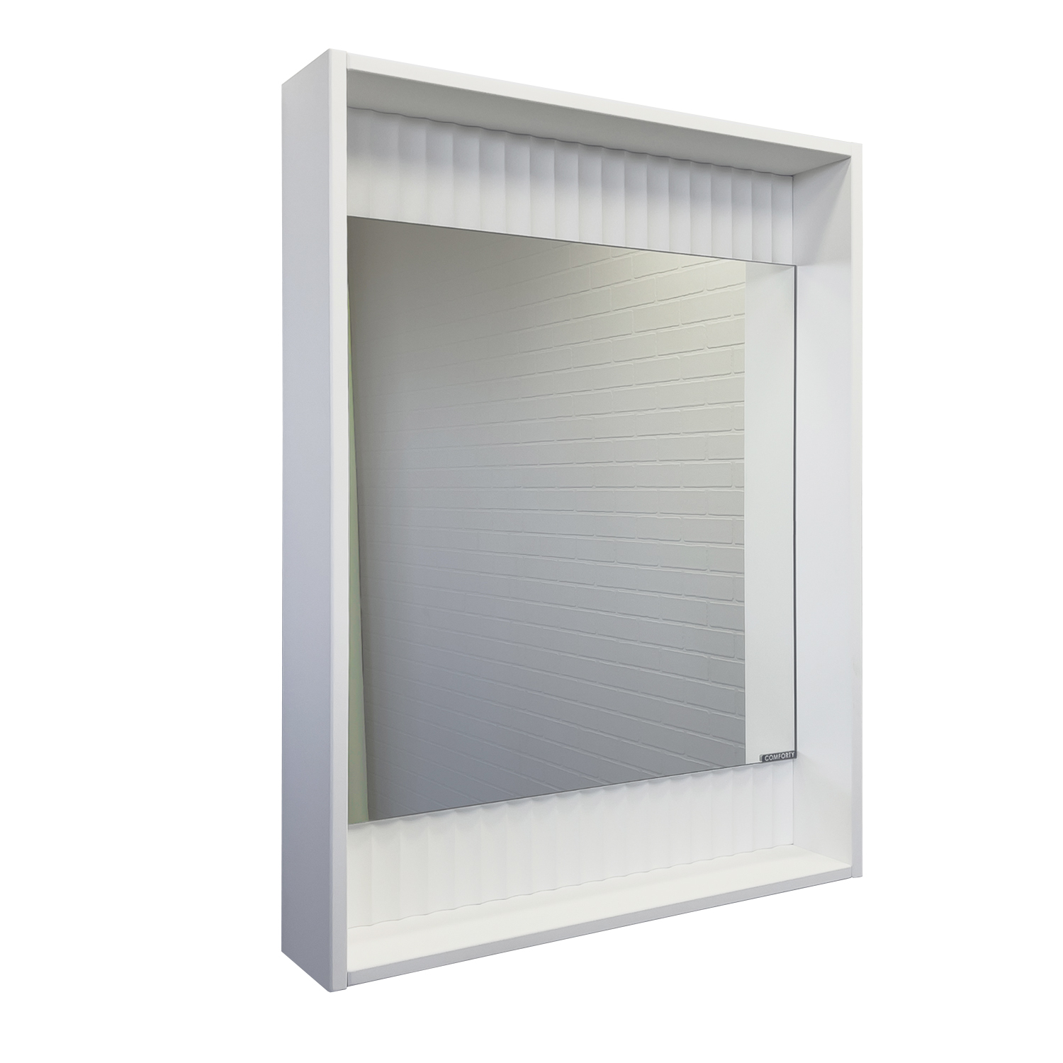 Зеркало-короб Comforty Марсель-60 белое матовое с подсветкой