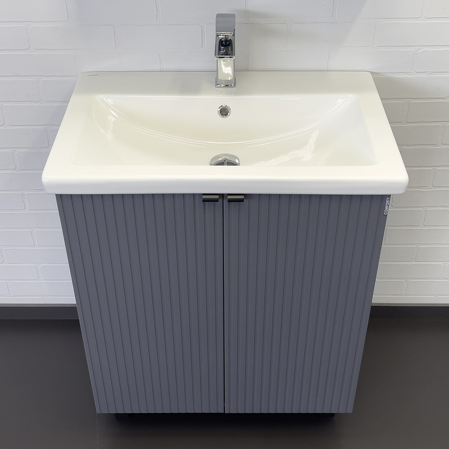 Тумба-умывальник Comforty Лима-70 антрацит с раковиной Комо 70