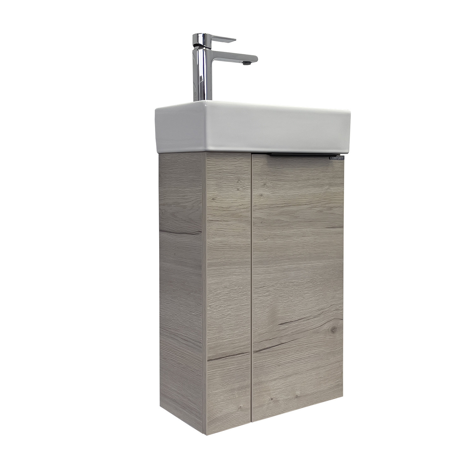 Тумба-умывальник Comforty Асти-40 дуб дымчатый с раковиной Comforty 9140