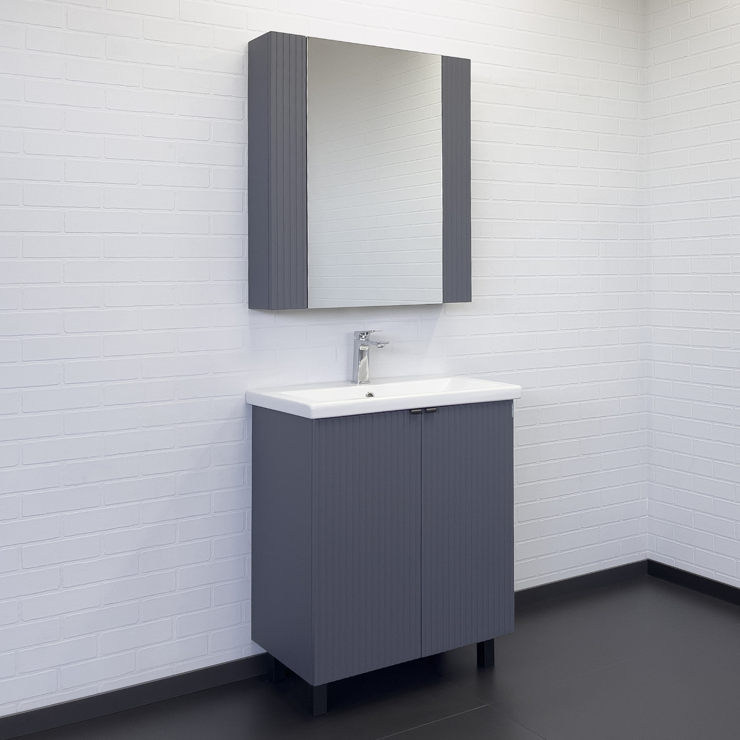 Зеркало-шкаф Comforty Лима-70 антрацит