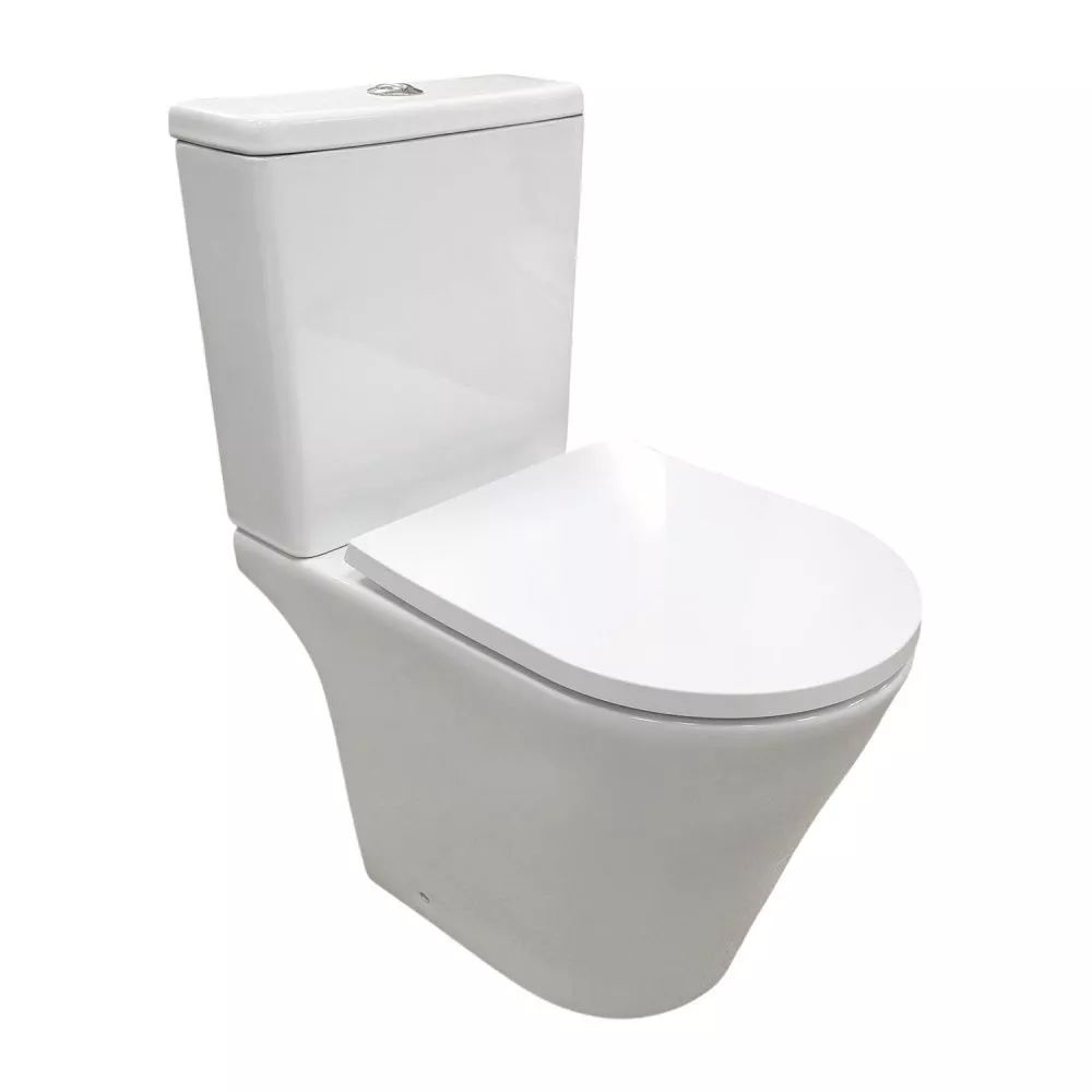 Безободковый унитаз-компакт Comforty CF41363C1 универсальный выпуск, двухрежимный, сиденье дюропласт с микролифтом