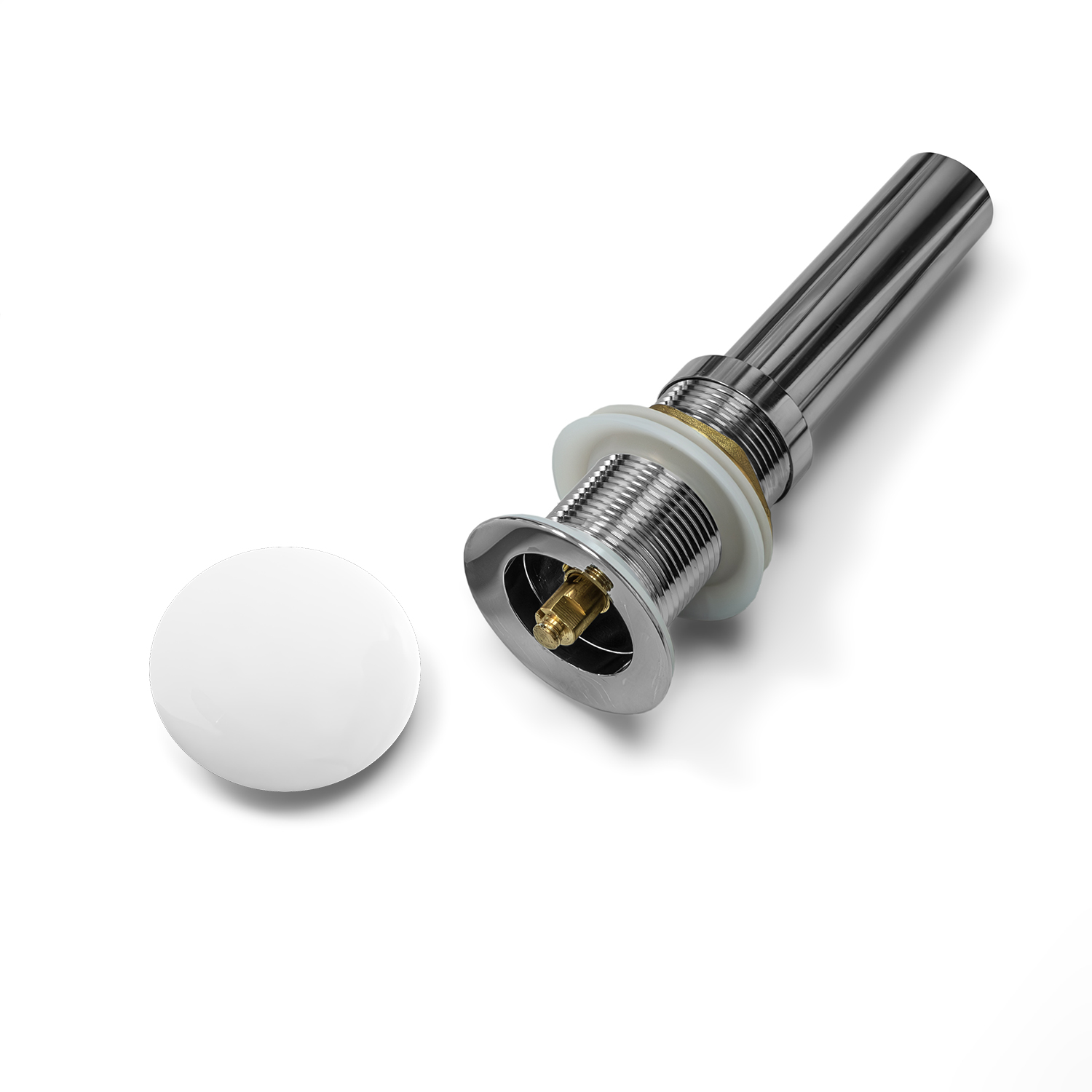 Донный клапан для раковин без перелива с белым керамическим верхом Comforty DK-01