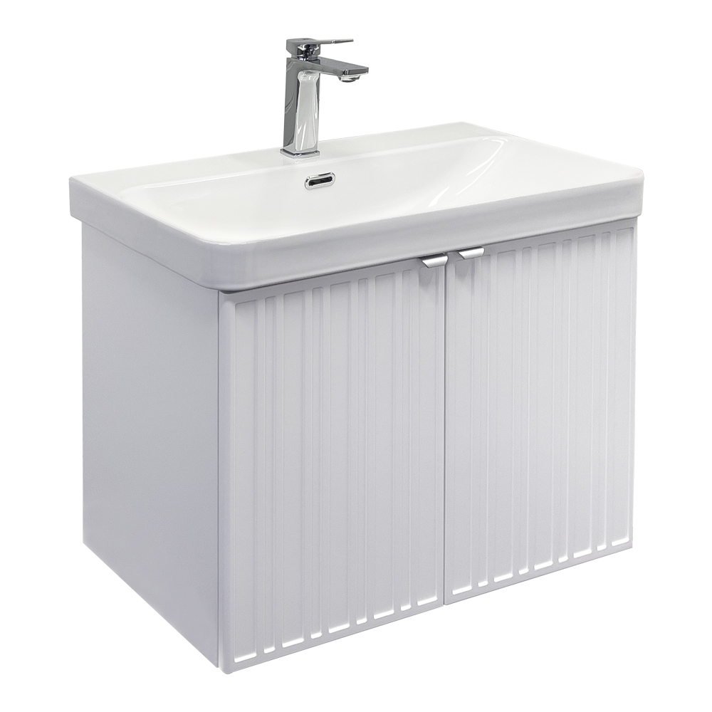 Тумба-умывальник Comforty Тенерифе-70 подвесная, белая матовая с раковиной CF19595BX-70