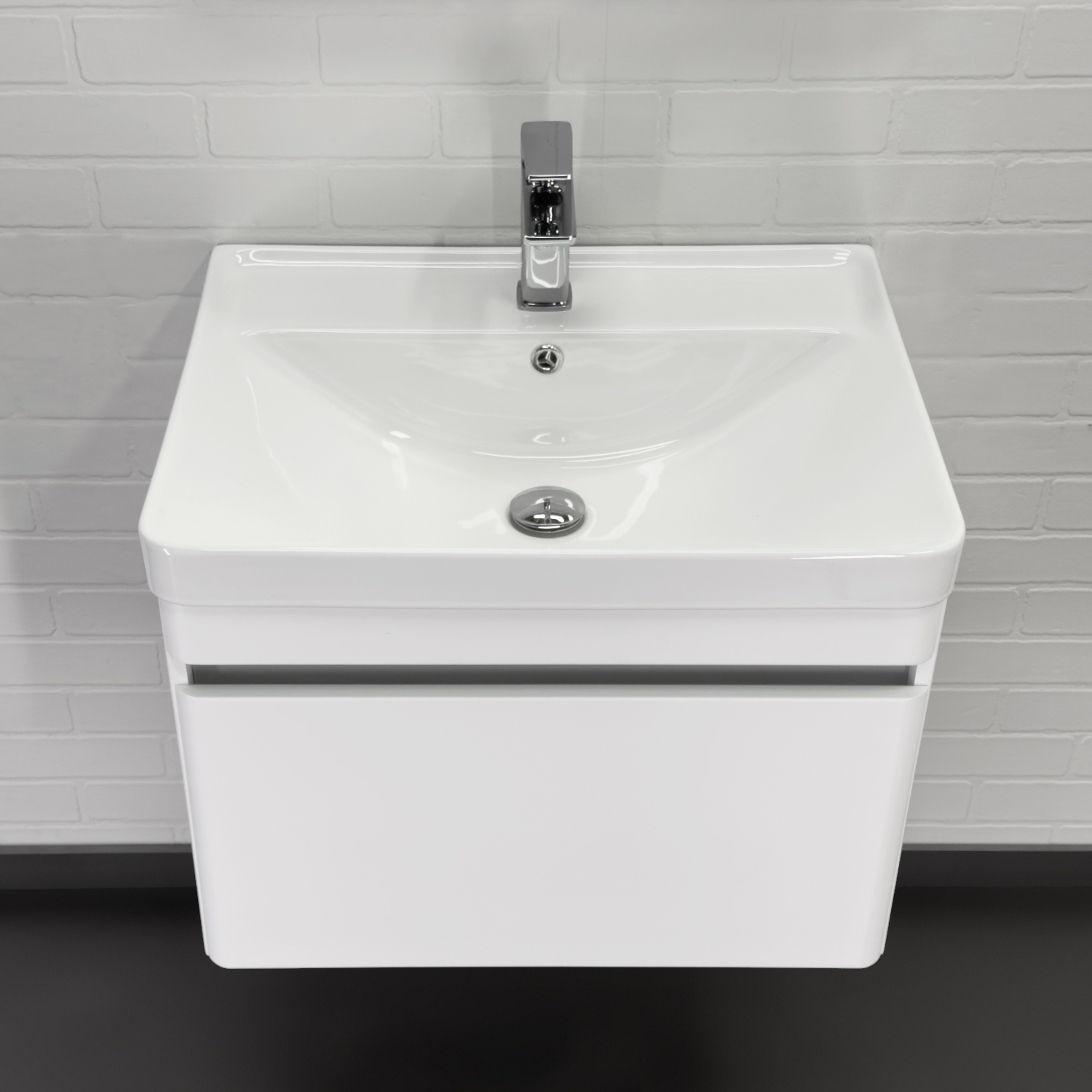 Подвесная тумба-умывальник Comforty Валдай-60П белый матовый с раковиной 4460