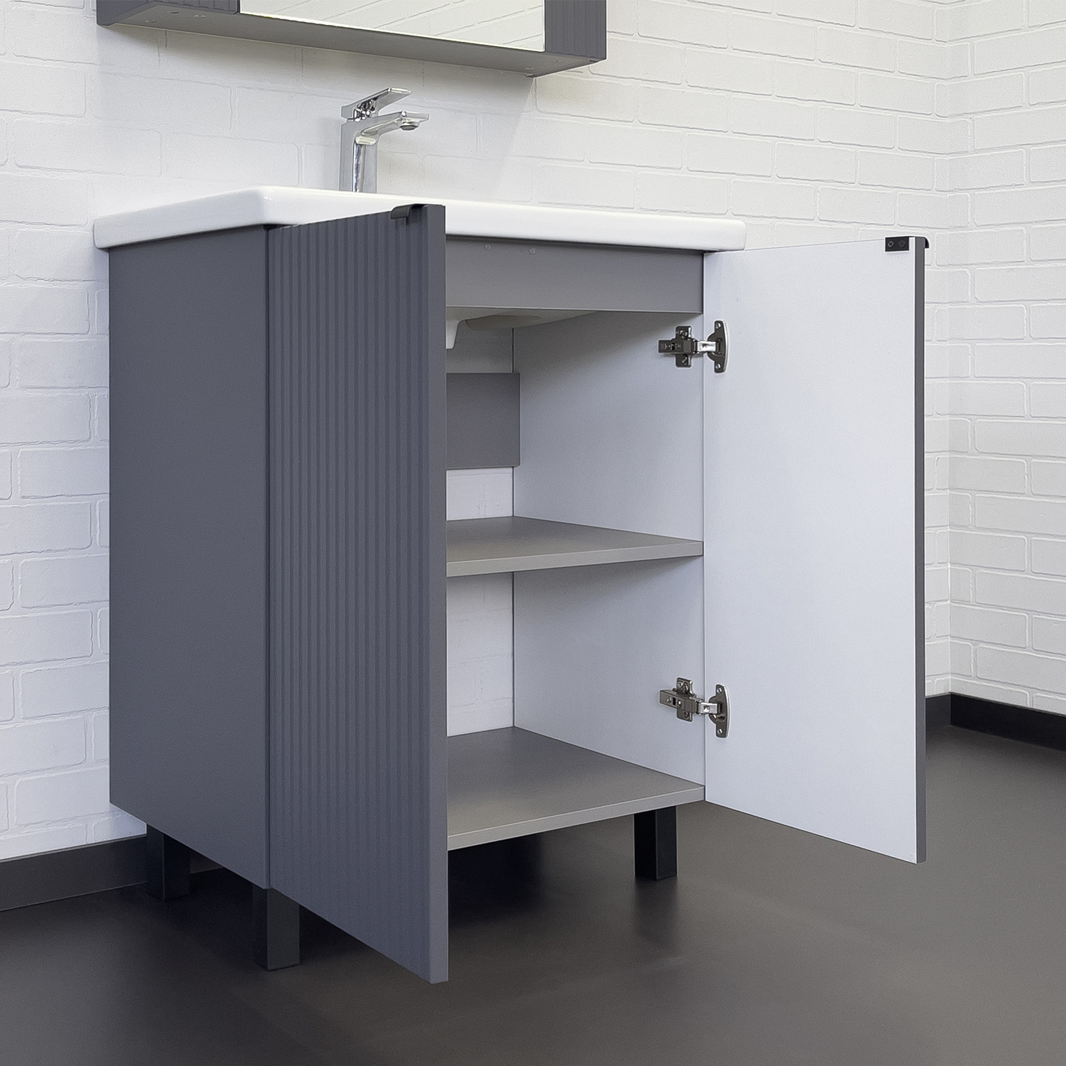 Тумба-умывальник Comforty Лима-70 антрацит с раковиной Комо 70