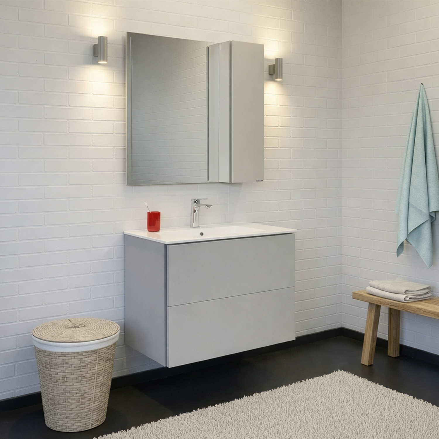 Подвесная тумба-умывальник Comforty Бильбао-80 серый шёлк с раковиной 80E