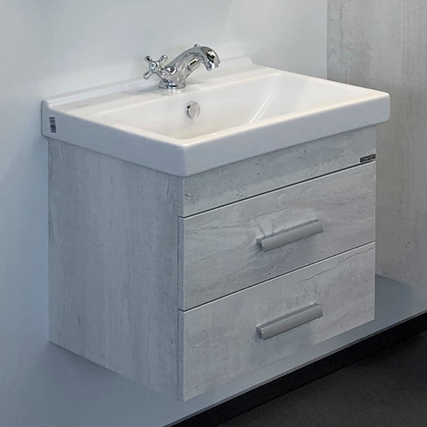 Тумба-умывальник Comforty Никосия 60П дуб белый с раковиной Фест 60