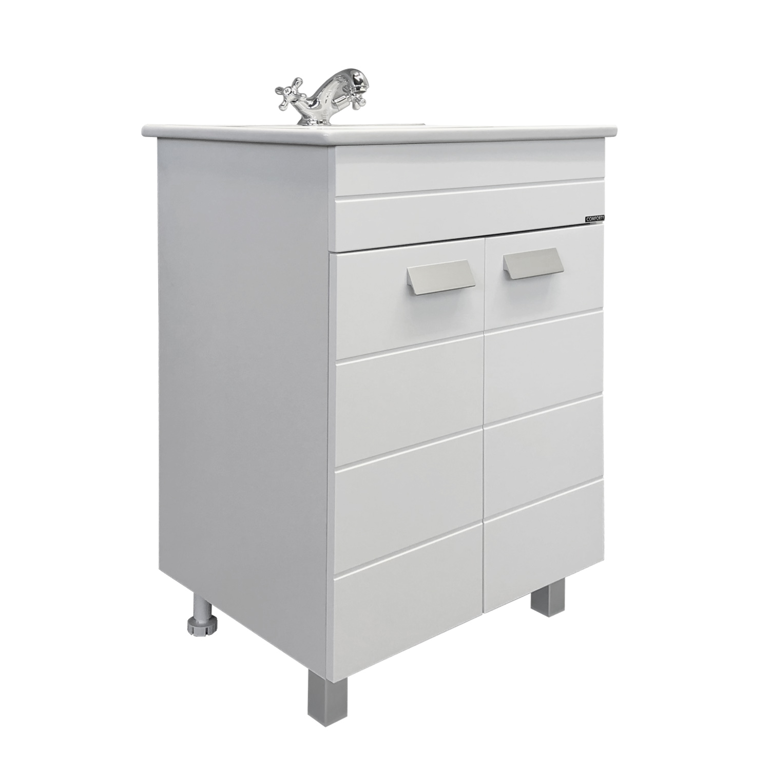 Тумба-умывальник Comforty Модена 60М белая с раковиной Квадро 60