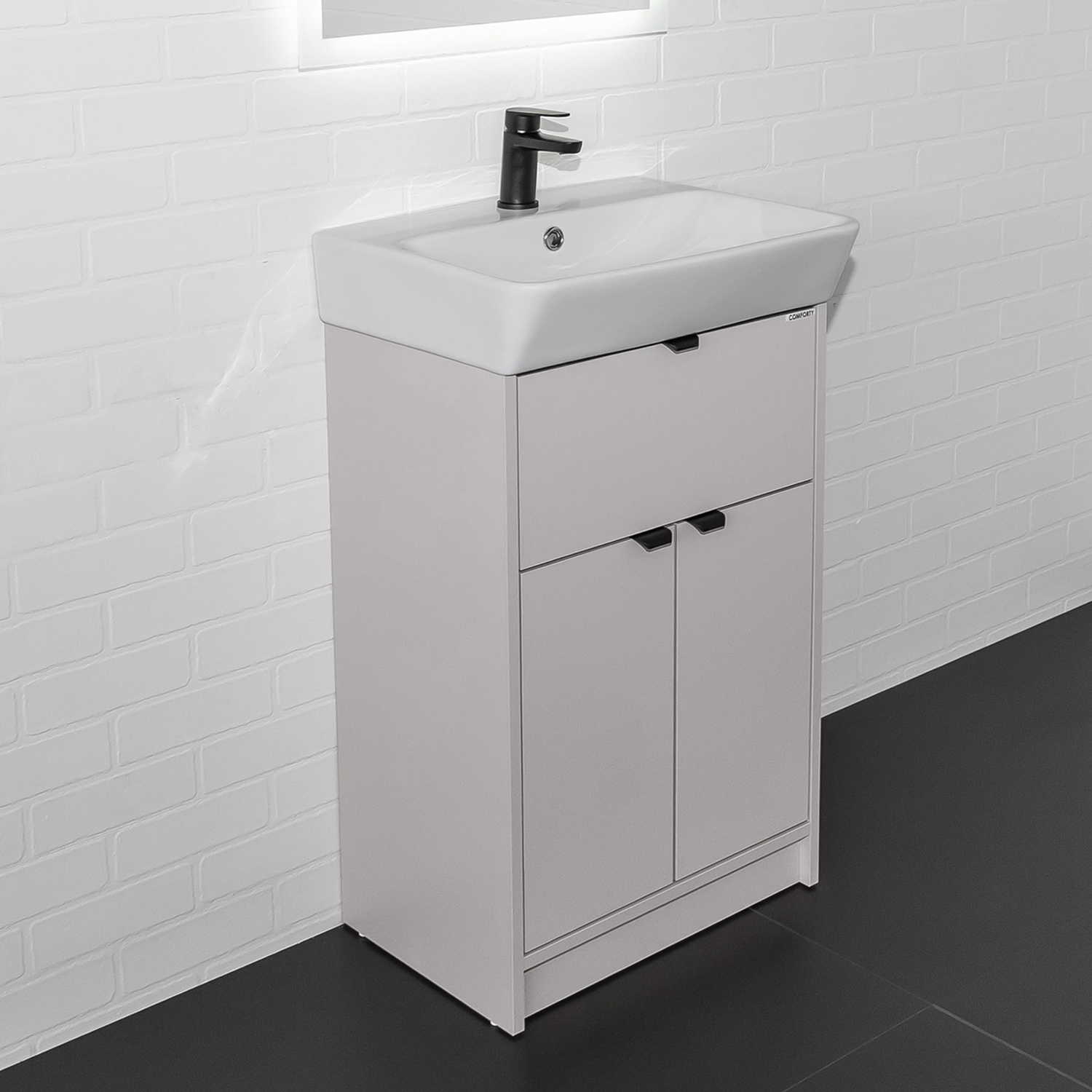 Напольная тумба-умывальник Comforty Руза-50 серый шелк с раковиной 9055RA-50