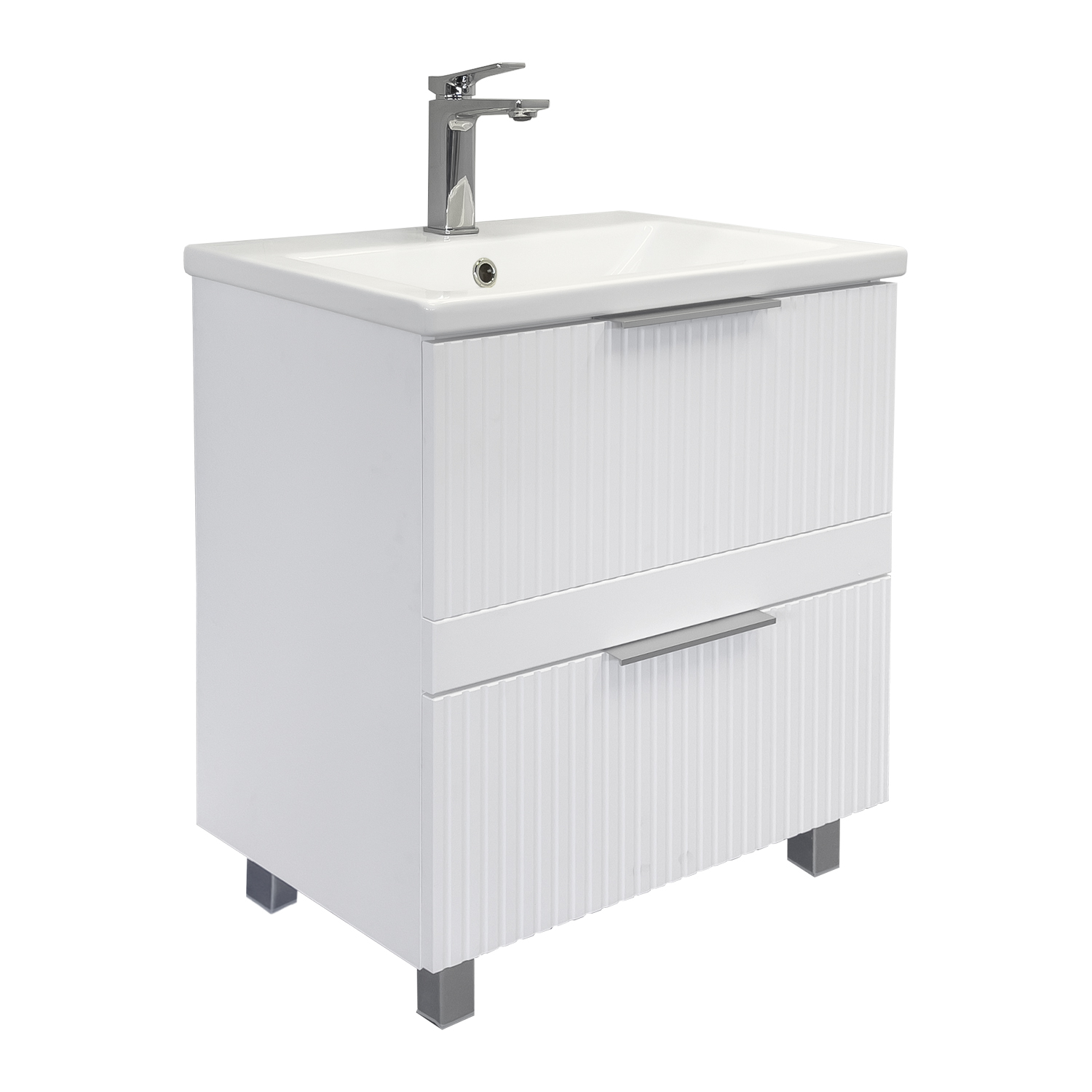 Тумба-умывальник Comforty Лима-60Н2 белый матовый с раковиной Комо 60