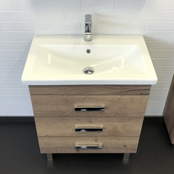 Тумба-умывальник Comforty Никосия 70Н дуб темный с раковиной Como 70