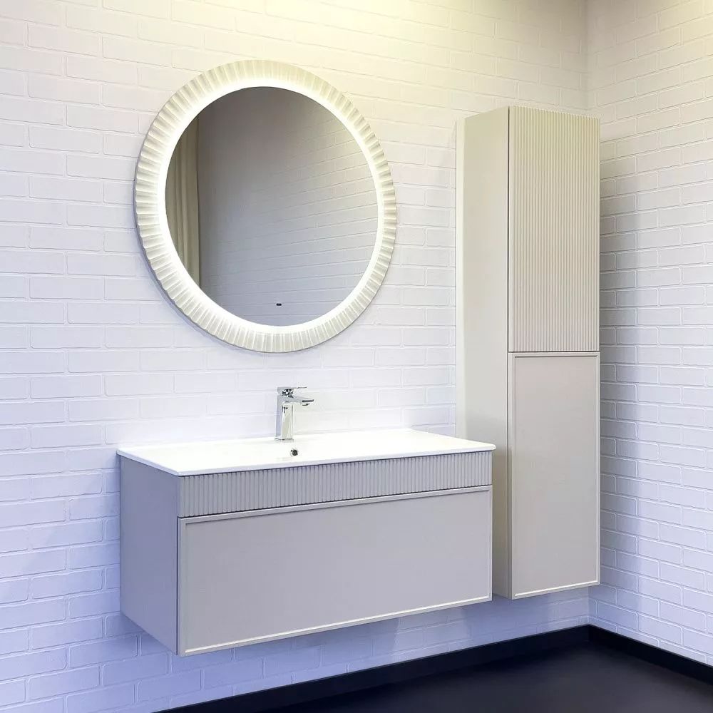 Зеркало Comforty Мадрид 90 светодиодная подсветка, бесконтактный сенсор, антизапотевание, серый шёлк