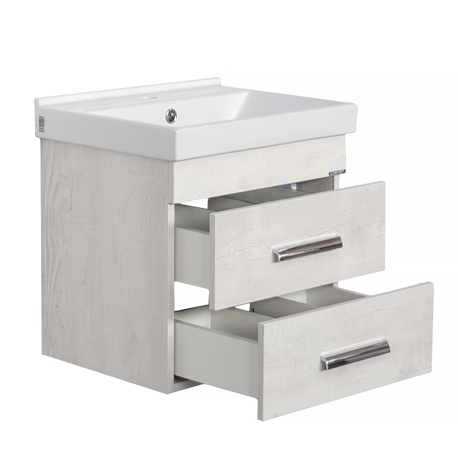 Тумба-умывальник Comforty Никосия 50П дуб белый с раковиной Фест 50