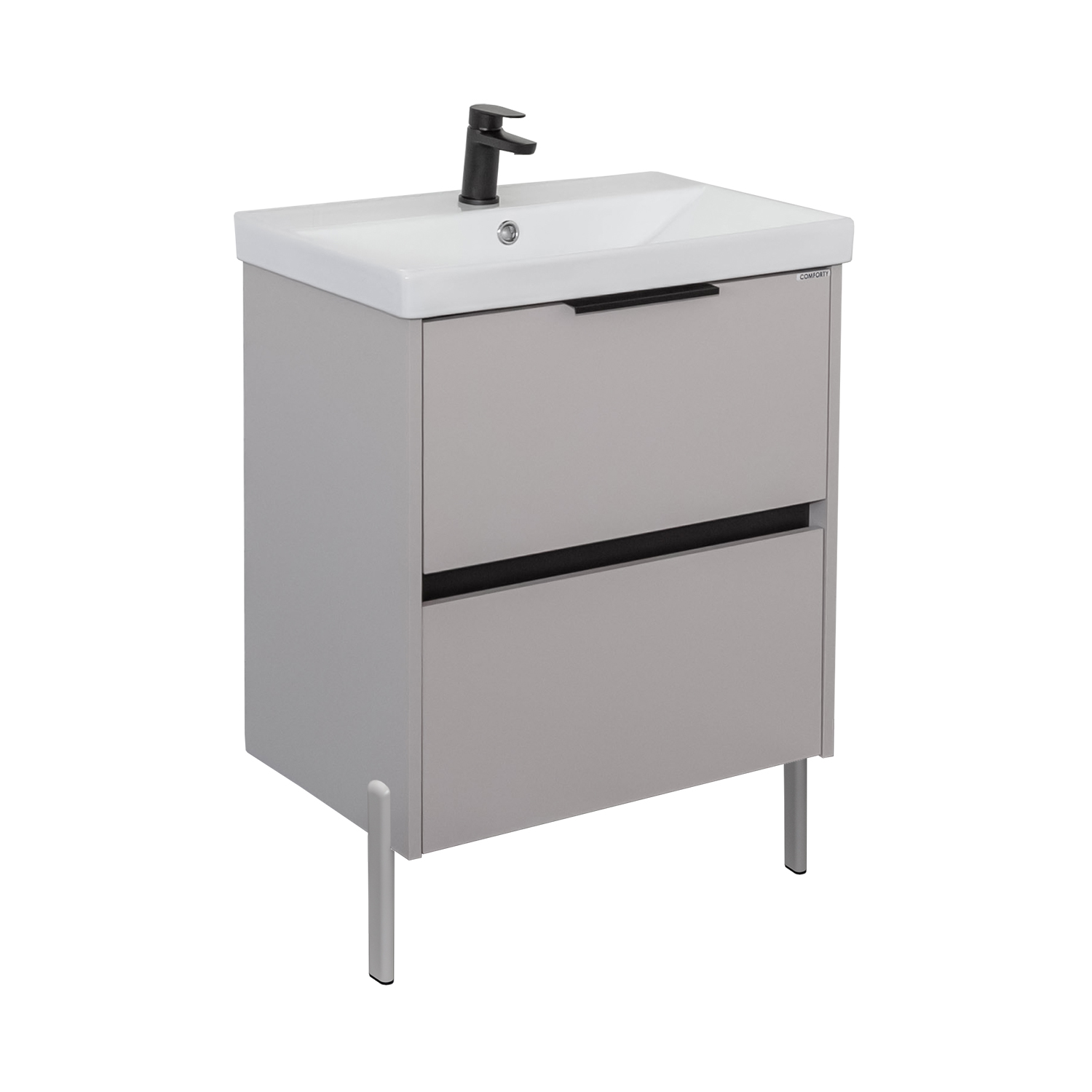 Подвесная тумба-умывальник Comforty Селенга-60 серый шелк с раковиной CF19696BX-60