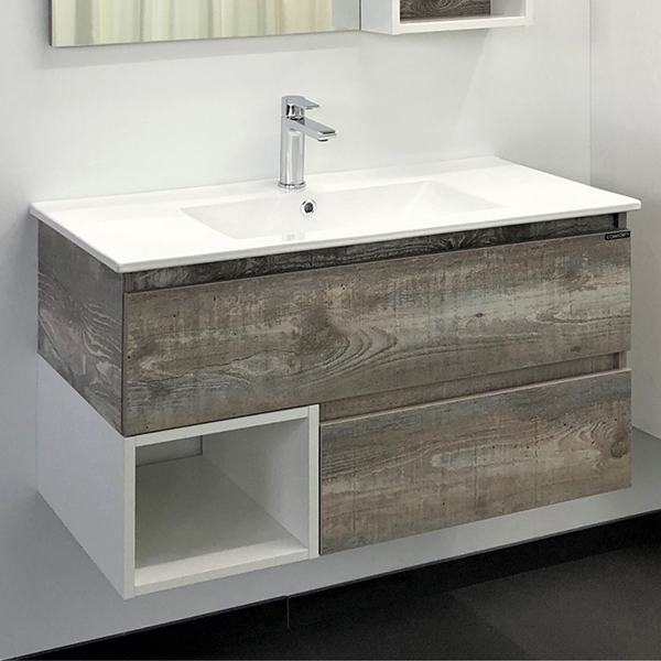 Тумба-умывальник Comforty Турин-90М дуб бежевый с раковиной Comforty 90E